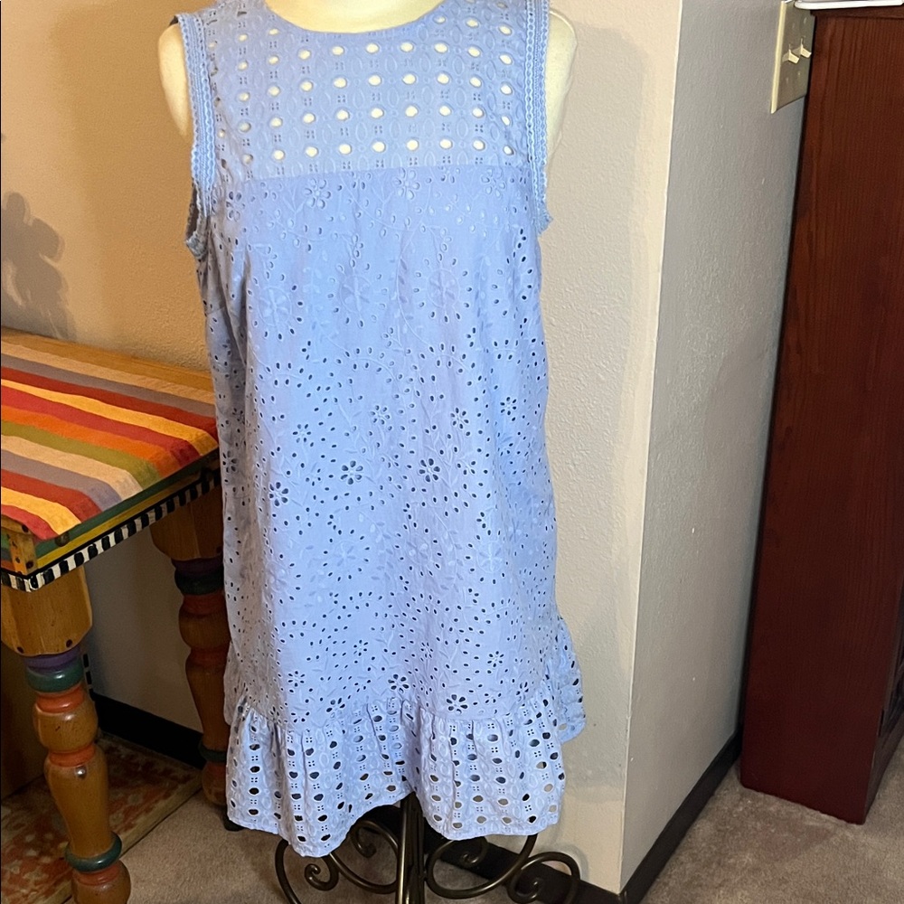 LOFT Light Blue Eyelet Mini Dress